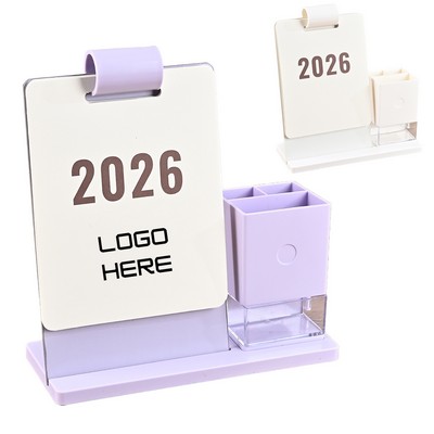 2026 Desk Calendar with Drawer Pen Holder